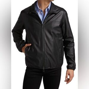 NWT EMPORIO ARMANI 52 NAPPA LAMBSKIN BLOUSON JACKET SEMI-ANILINE FULL ZIP